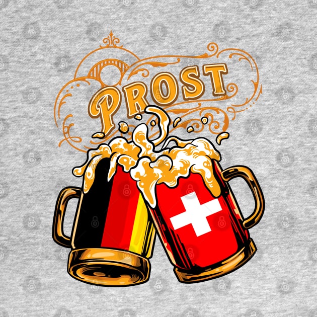 Oktoberfest Wiesn Prost Deutschland - Switzerland Tshirt by TonTomDesignz